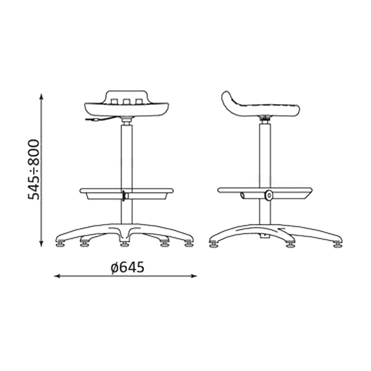 Chaise Type Worker TS02 - avec assise réglable en continu en hauteur - » assise réglable en continu en hauteur
  (545 - 800 mm)
» siège et... - image-2