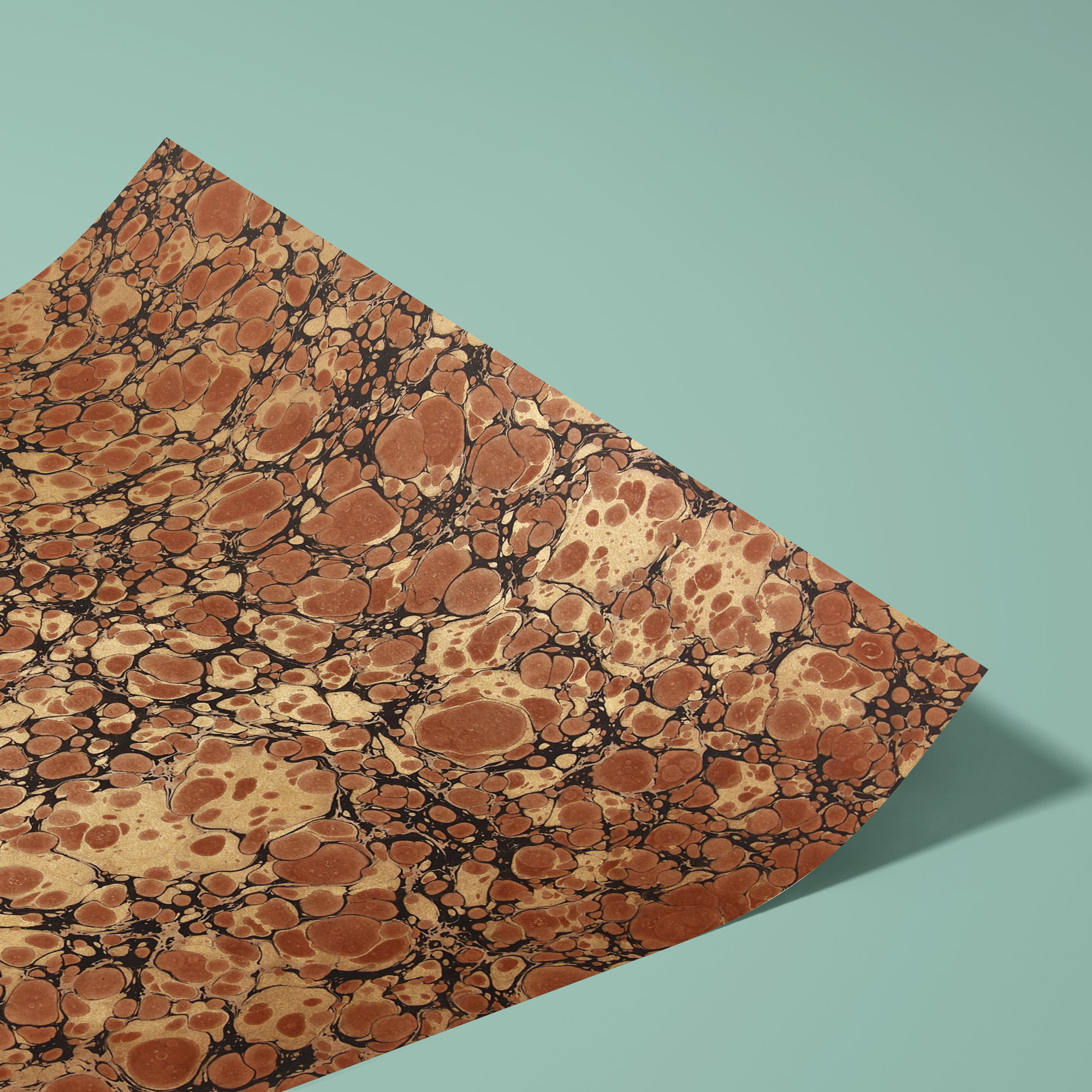 Genuine marbled paper, handmade - Colour 020 - brown&gold - Grammage 120 gsm - for book covers, boxes or crafts... - image-2