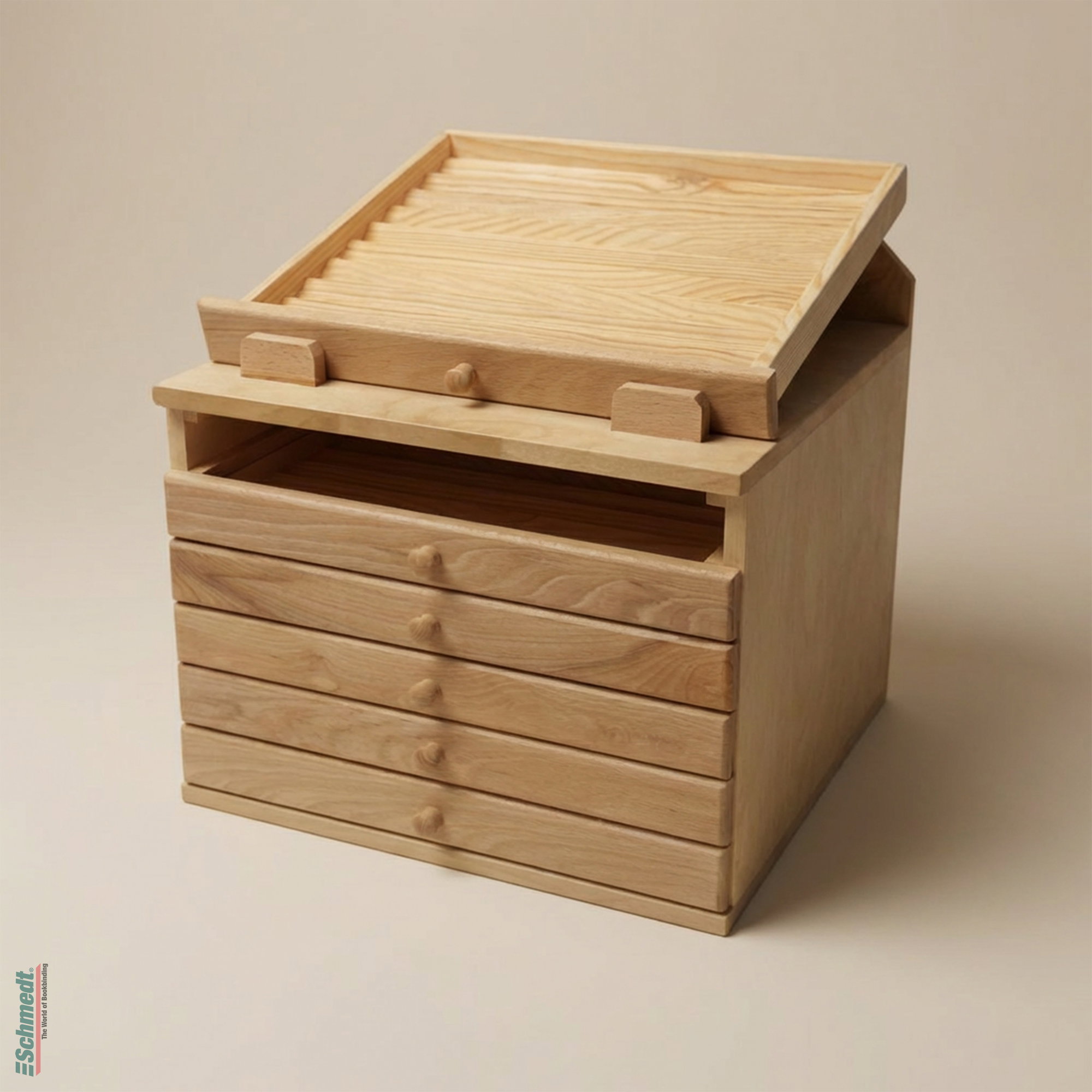Wooden type cabinet - Version with 6 drawers - for storing several sets of hot stamping type... - image-2