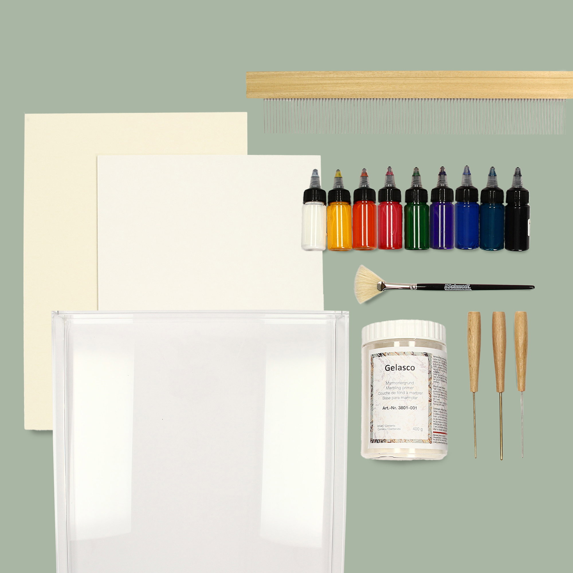 AscoColor eco Maxi - Jeu à marbrer - Kit créatif avec bac A3 pour les grands projets - Contrairement aux peintures classiques à base de à ba... - image-1