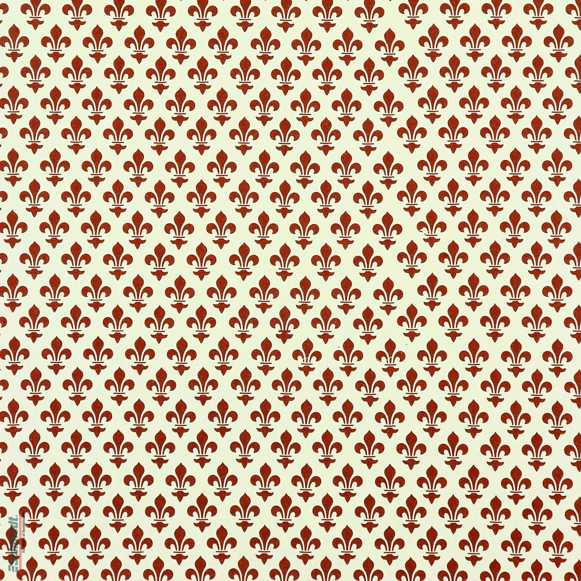Leipzig endpaper - traditional decorated paper - Colour 004 - Fleur de lis brown - used as endsheet and as cover paper for books, albums, bo...