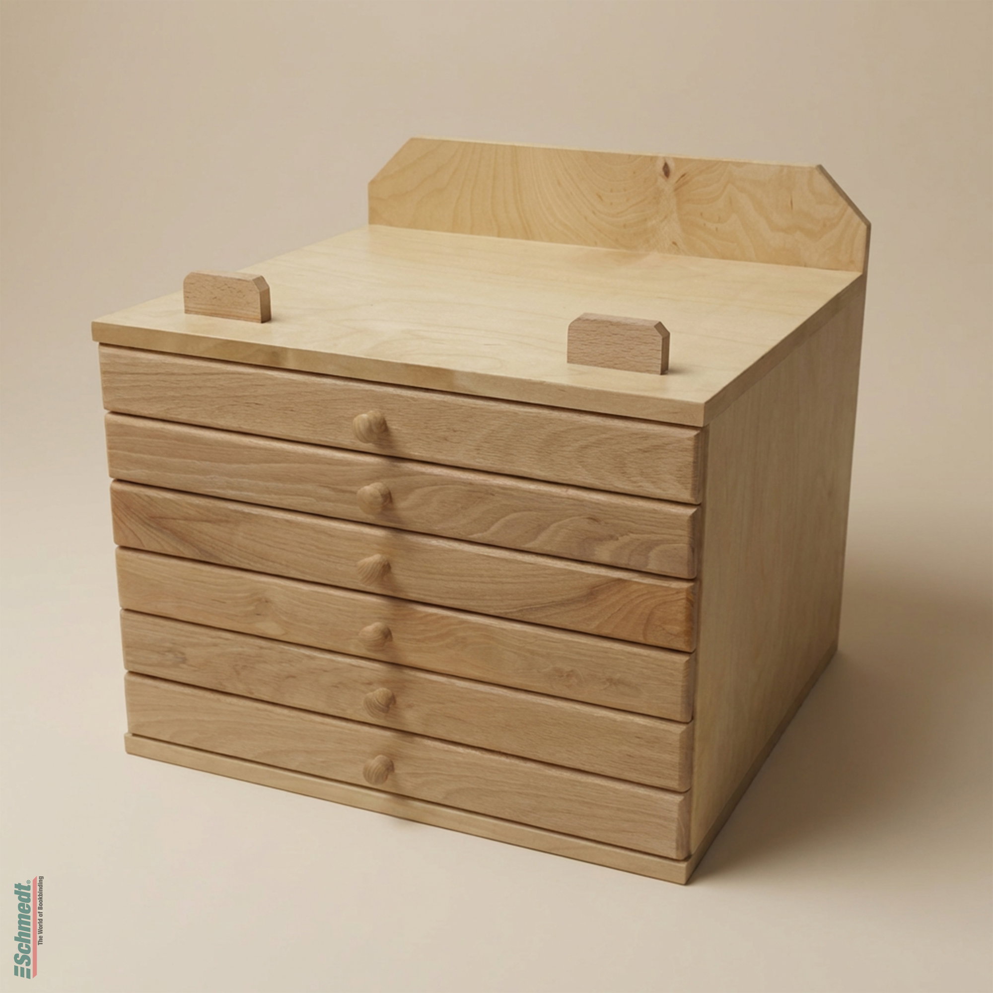 Wooden type cabinet - Version with 6 drawers - for storing several sets of hot stamping type... - image-1