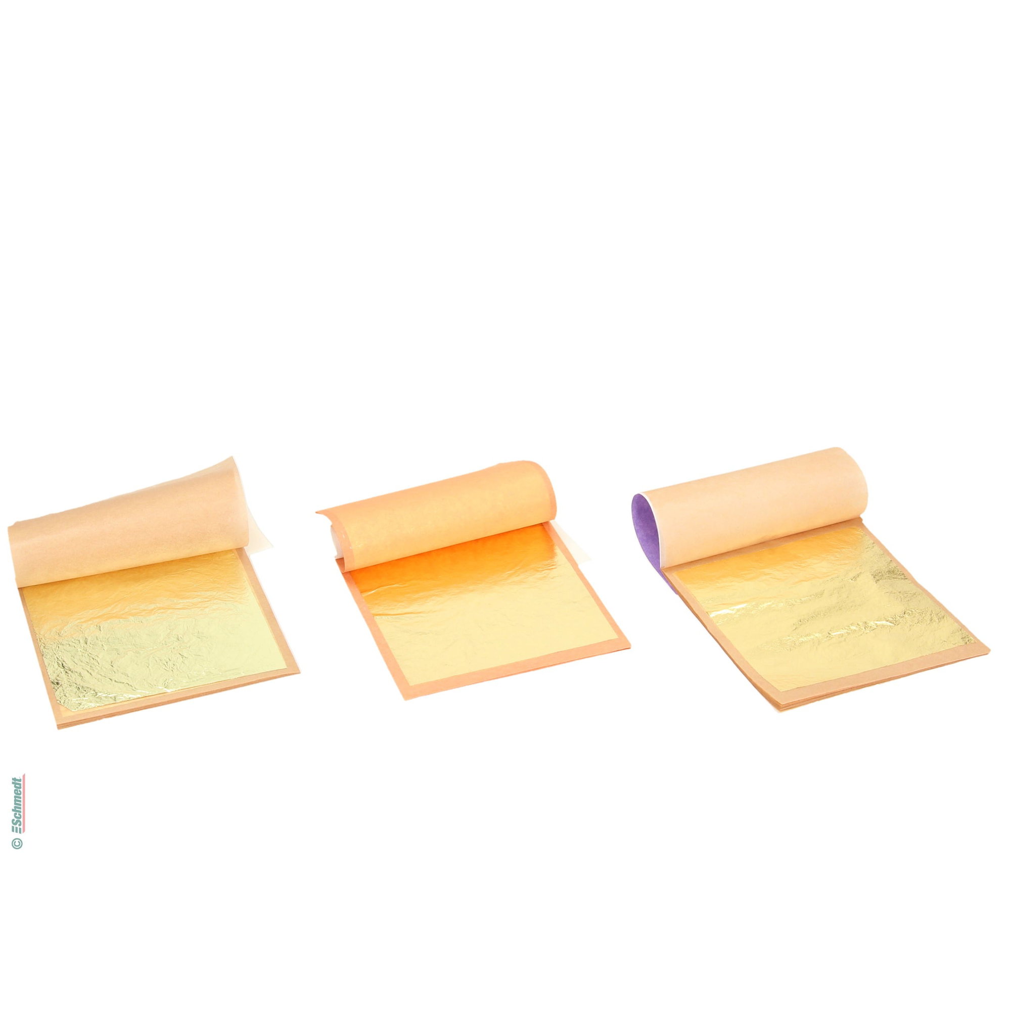 Blattgold - Büchlein mit 25 Blatt im Format 80 x 80 mm - für Handvergoldungen wie Goldschnitt und Linienvergoldung...