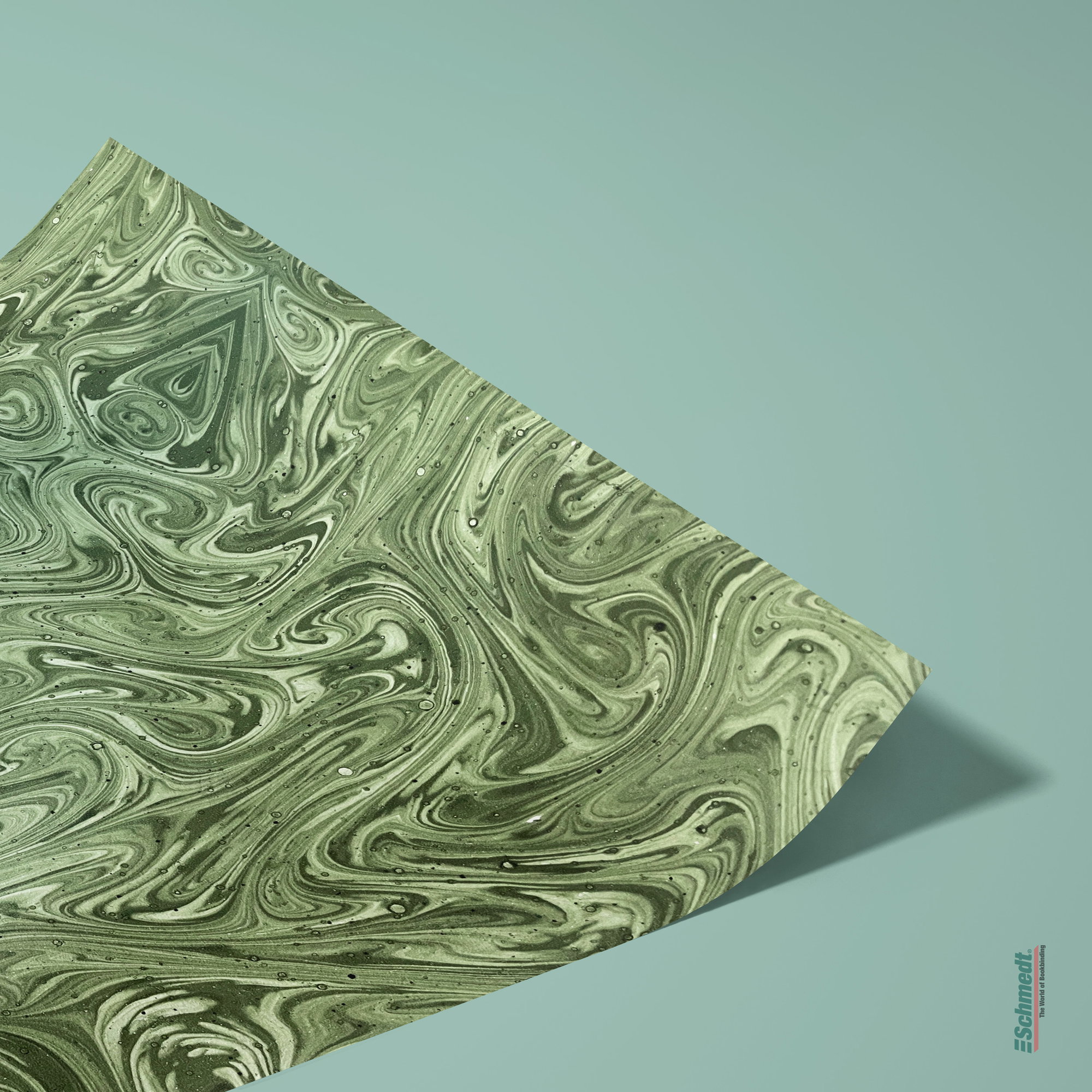 Genuine French marbled paper - Colour 009 - green - Format 65 x 50 cm (SG)... - image-2