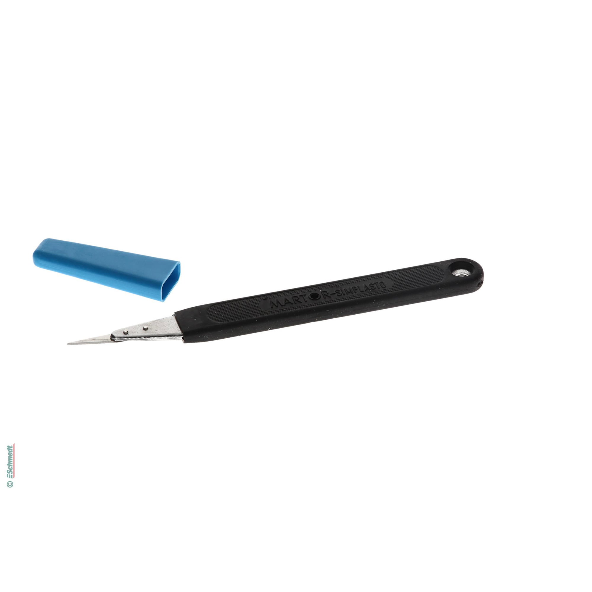 Cuchillo para paspartú con cuchilla n°34 - con mango de goma con tapa - para cortar líneas rectas en la parte trasera de cartones y radios e...