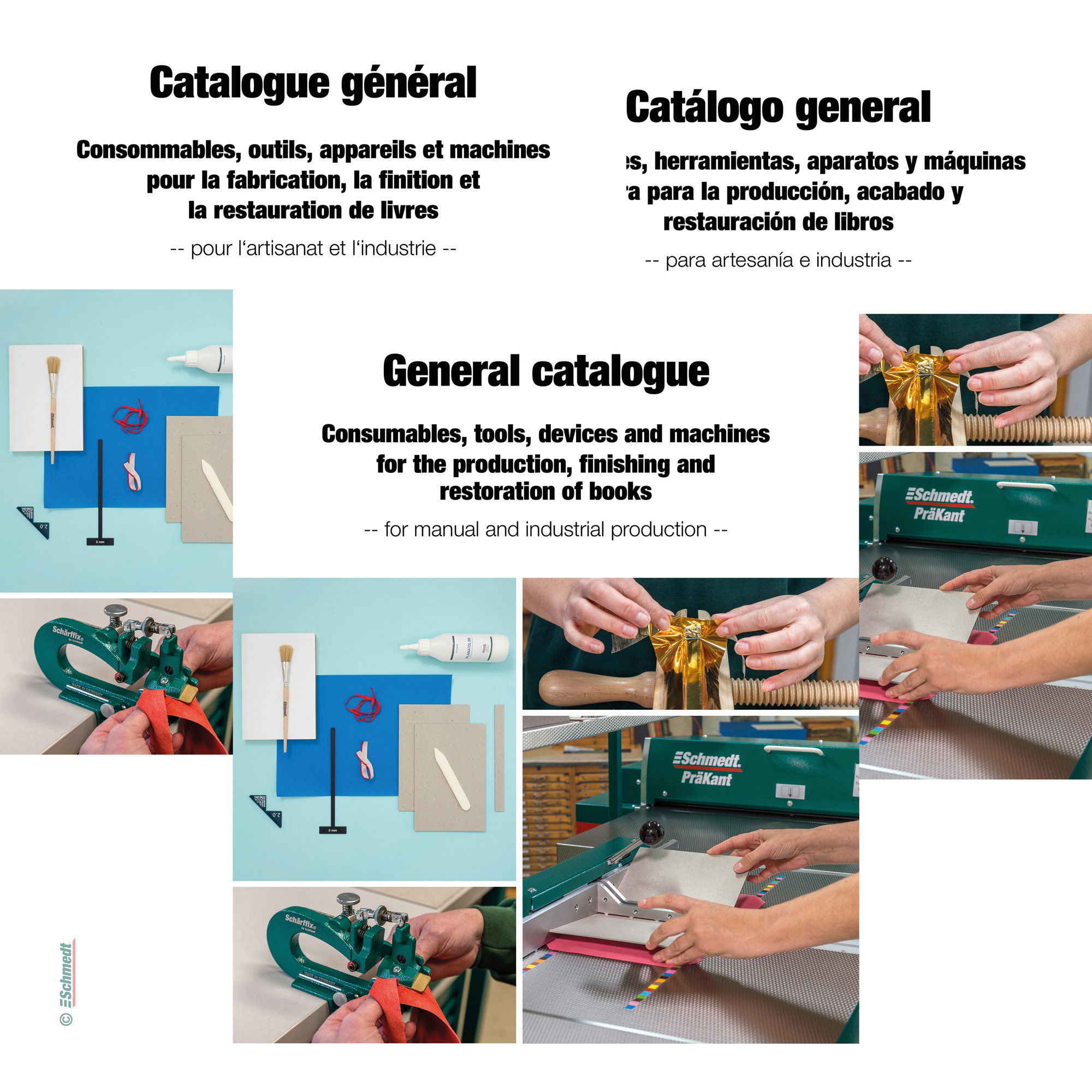 Gesamtkatalog - PDF Download-Version - Materialien, Werkzeuge, Geräte und Maschinen für Buchbindereien, Druckereien und Weiterverarbeitung...
