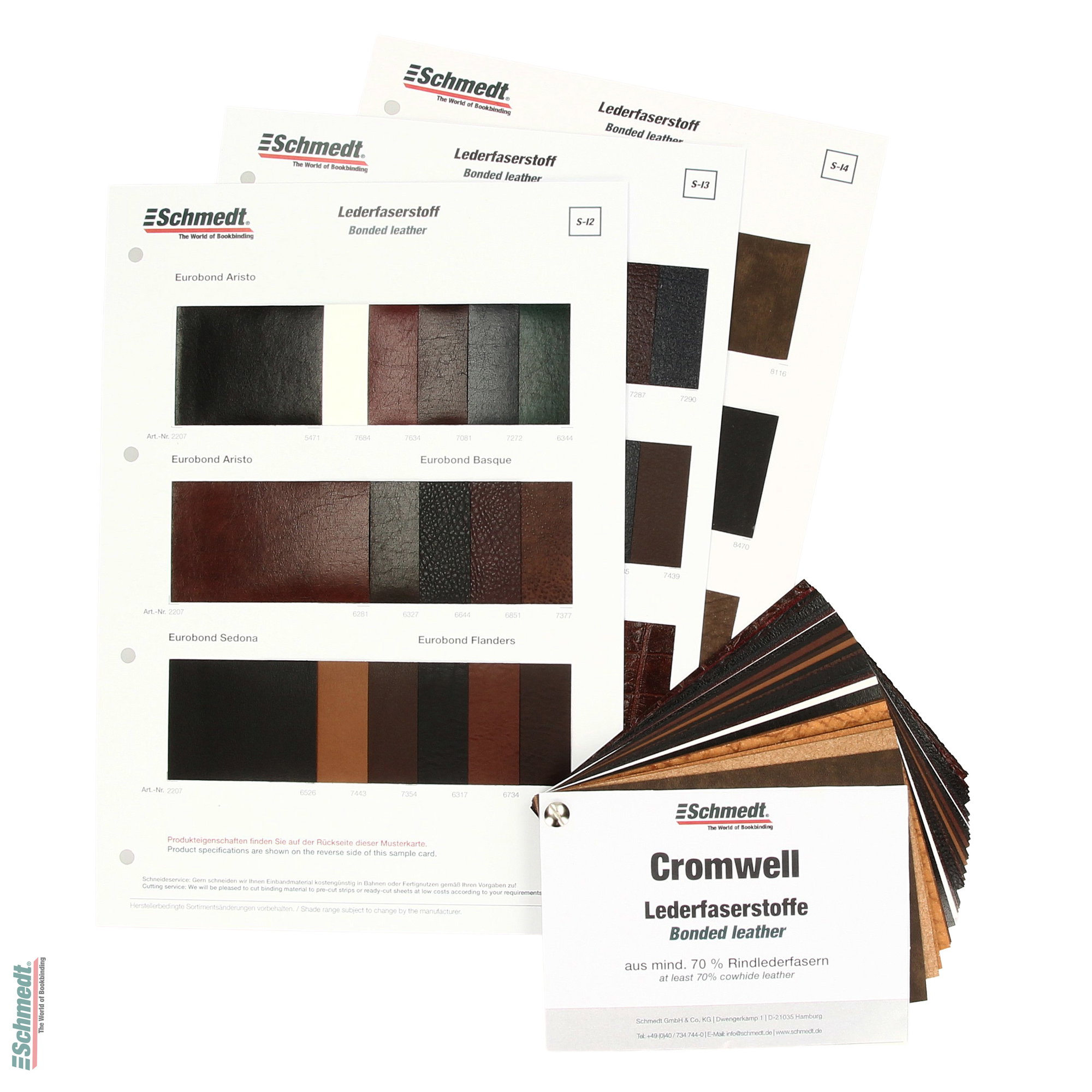 Musterfächer Cromwell Lederfaserstoffe - je 1 Handmuster aller 45 Varianten im Format 10 x 14 cm - + Musterkarten S-I2, S-I3 und S-I4... - Bild-2
