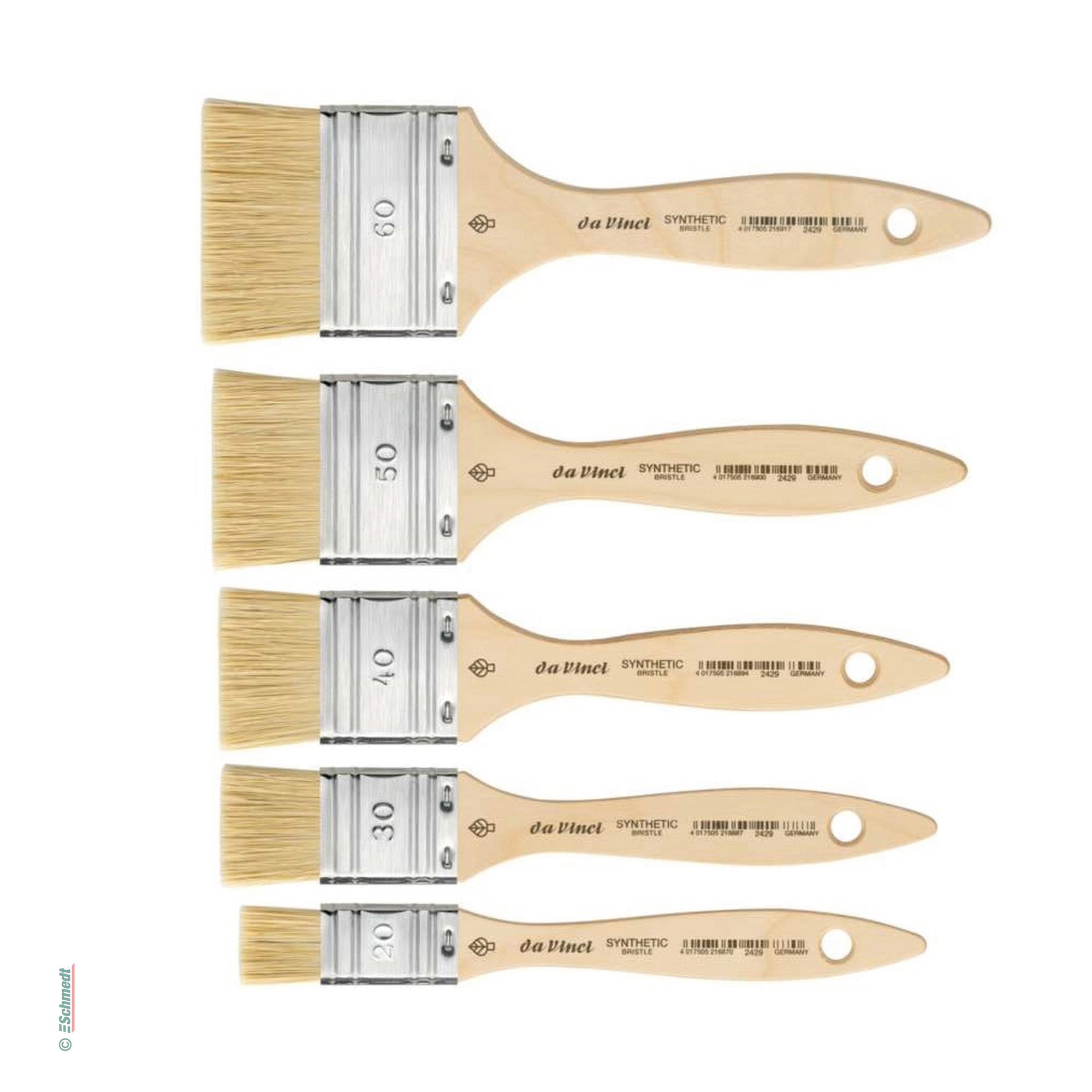 da Vinci Spalter Série 2429 - plat, avec soies synthétiques, virole en acier inox - Application : pour l'apprêt et la peinture de grandes su...