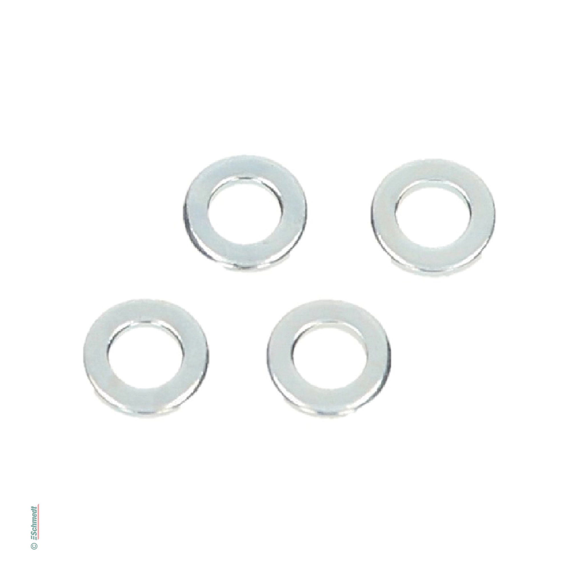 Unterlegscheiben für Buchschrauben - Standardqualität - Metall, verzinkt, silberfarbig - » Stärke: ca. 1 mm
» Außen-Ø: ca. 9,8 mm 
»  Inne...