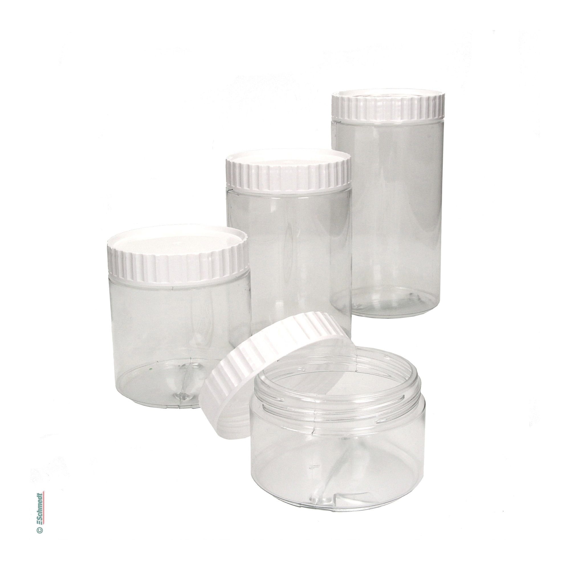 Wide-neck jar, transparent - extra wide opening, white screw cap - for glues, pigments, chalks etc....
