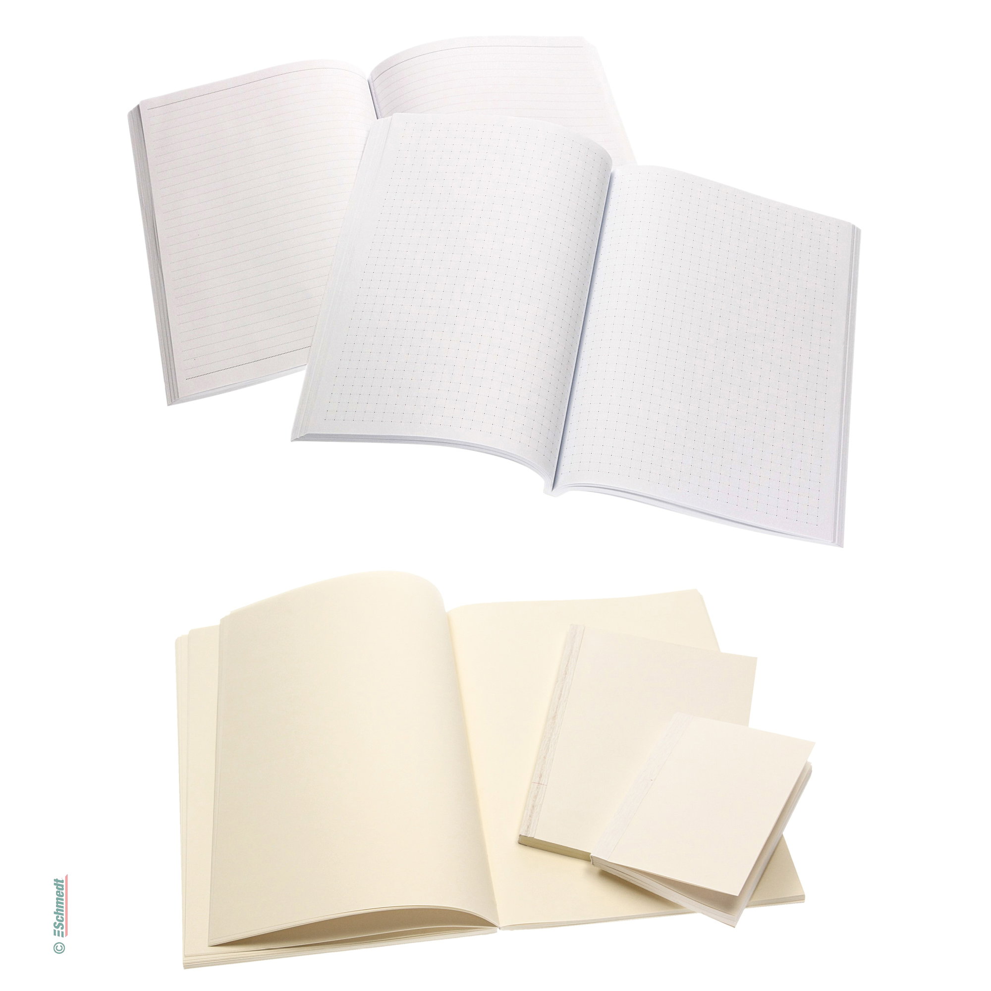 Book block blanks - sewn back, reinforced with crepe paper - Blank (empty) book block to make notebooks, diaries, visitor's books, books of ...