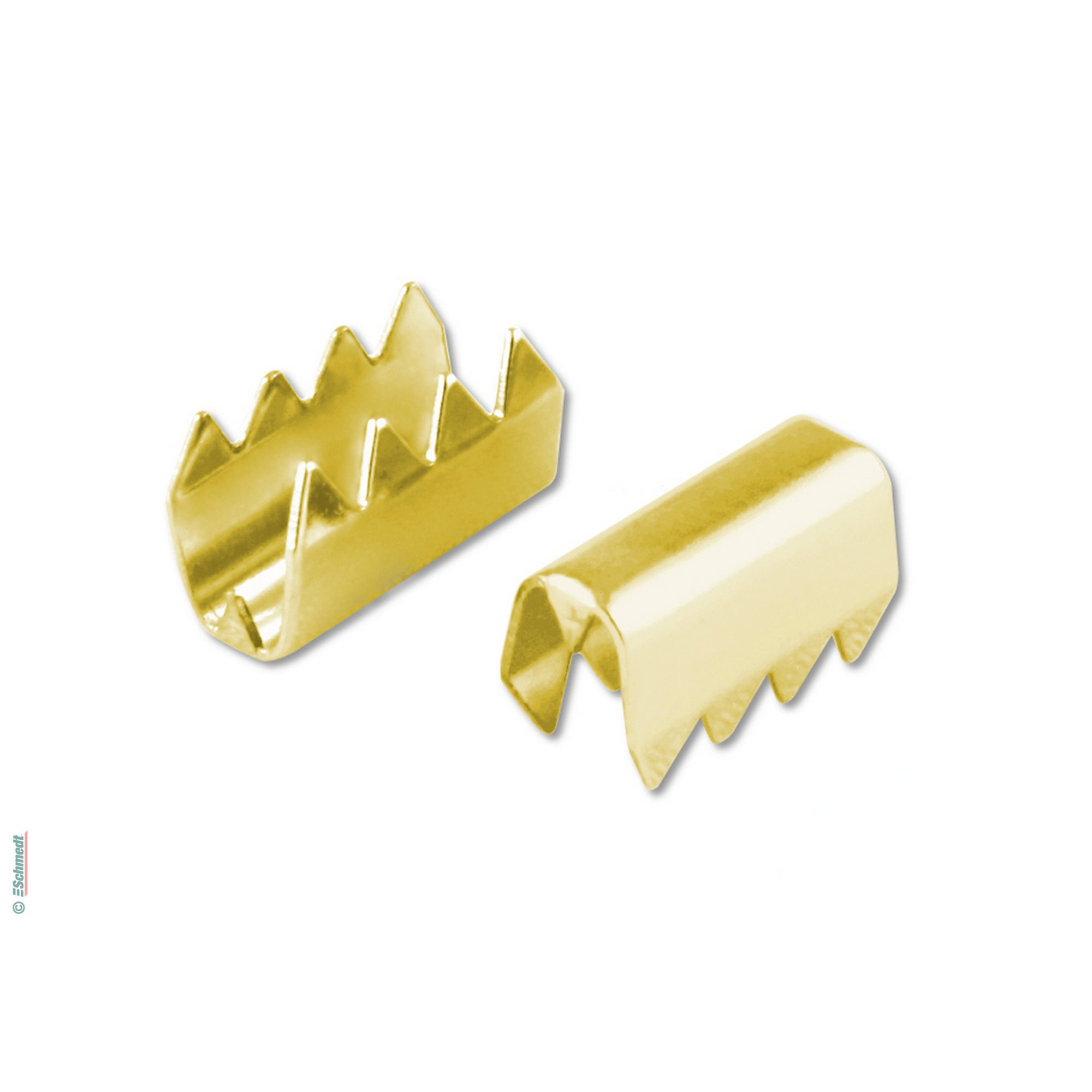 Metal clips - Colour gold - Metal clips for making round rubber bands with round rubber cord  with a diameter of approx. 1.5–2.5 mm or rubbe...