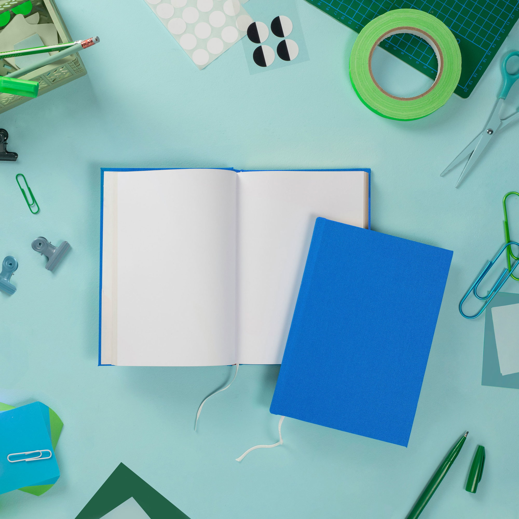 DIY kit de material para cuaderno - Material para tapa Englisch Buckram 548-azul - Aplicación: Diario, recuerdos de viajes, recopilación de ... - imagen-1