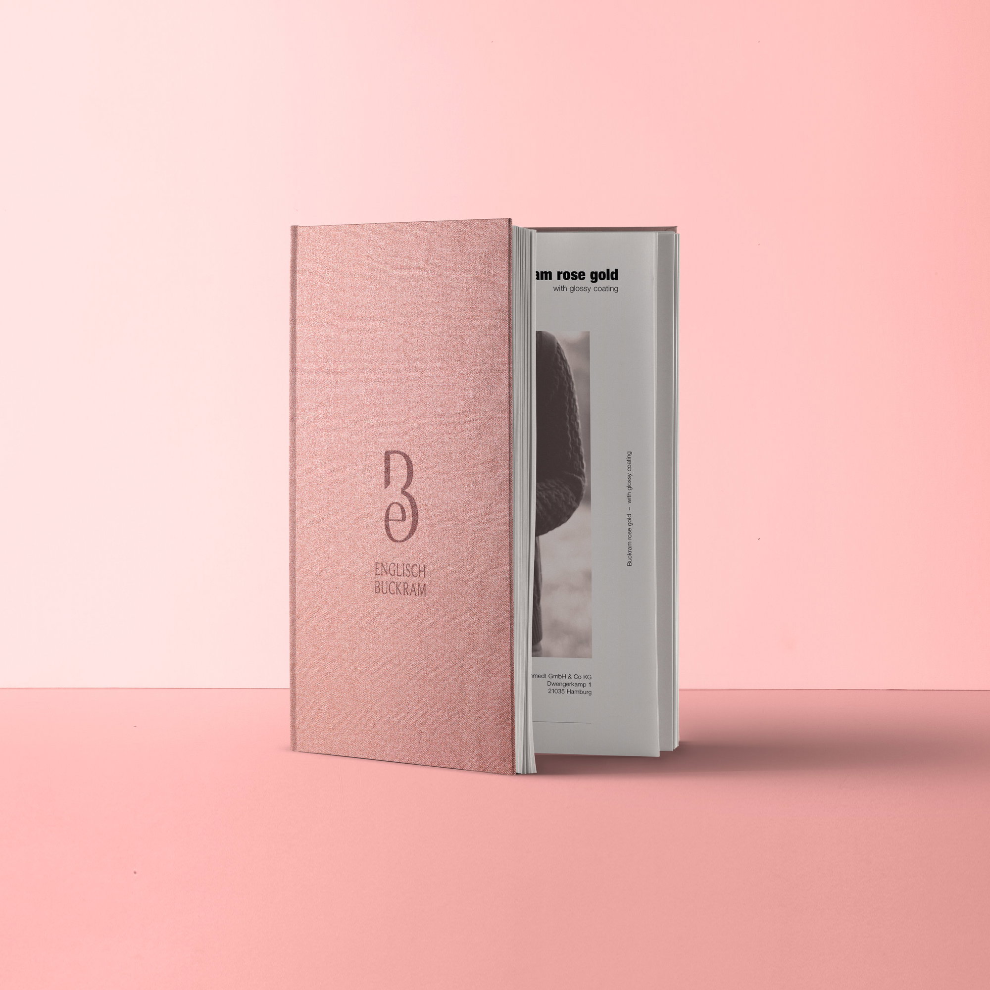 Englisch Buckram Metallic • Buchleinen - Farbe 6658 - rosé gold - Anwendungen: für Bucheinbände, Speisekarten, Notizbücher, Ordner etc.... - Bild-2