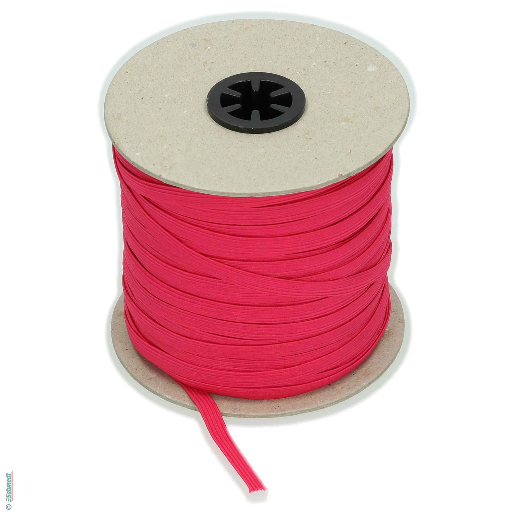 Ruban plat en caoutchouc, élastique • env. 7 mm de large - Couleur 010 - magenta - Longueur des rlx (en m) 100 - Peut aussi être équipée de ...