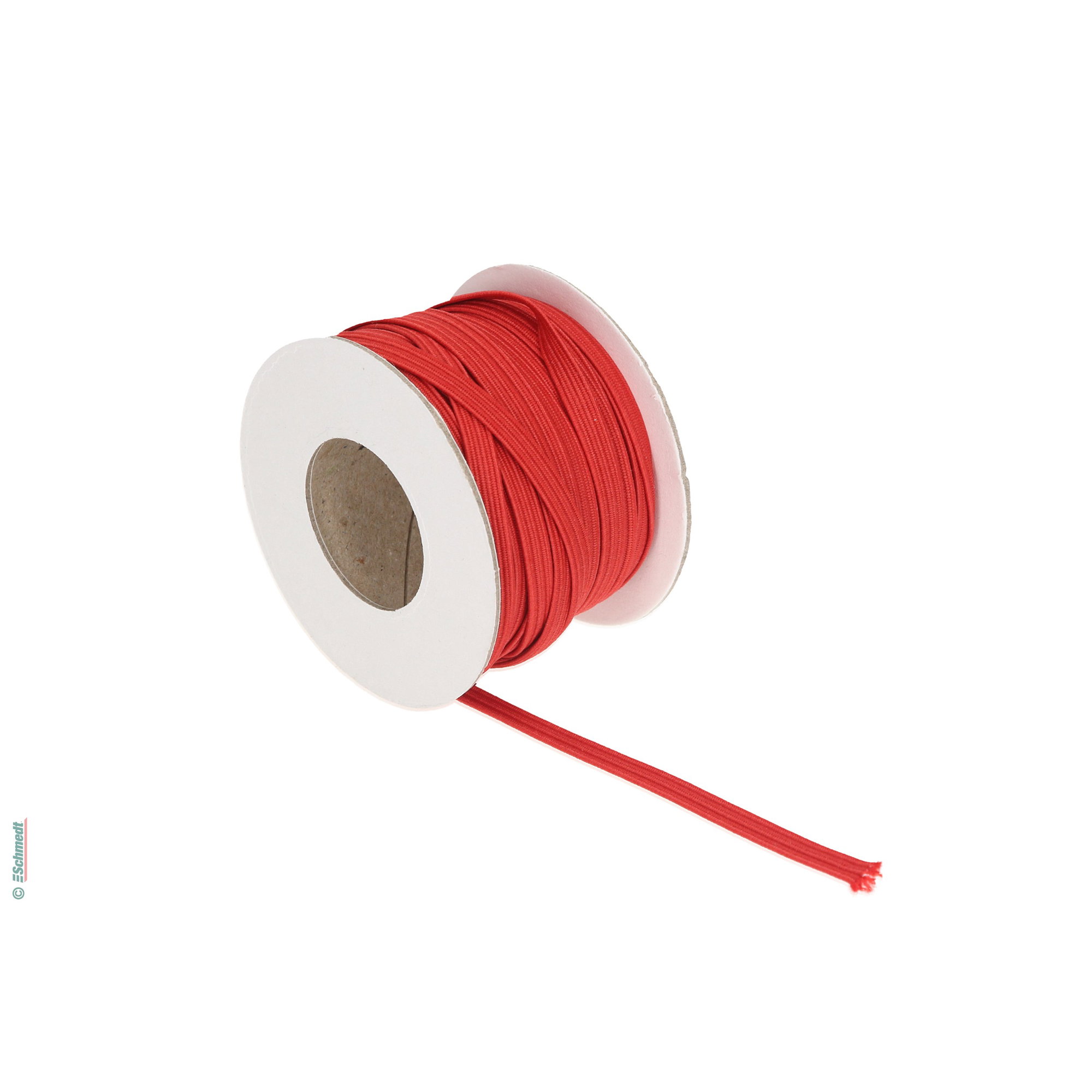 Ruban plat en caoutchouc, élastique • env. 5,5 mm de large - Couleur 004 - rouge - Longueur des rlx (en m) 100 - Peut aussi être équipée de ... - image-1