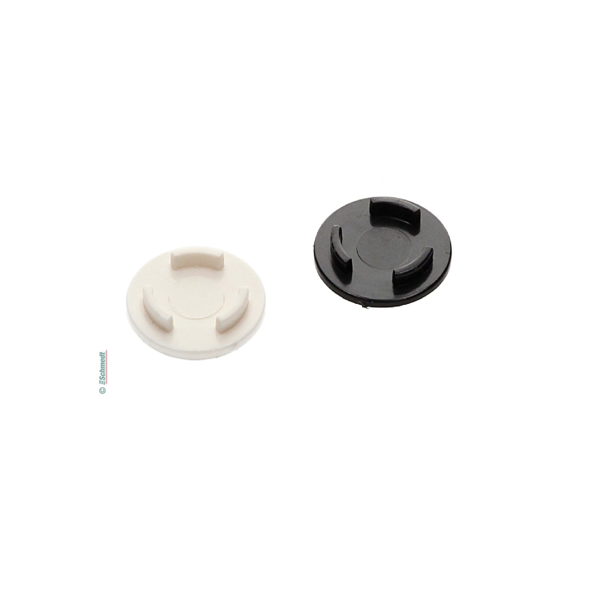 CD fasteners, self-adhesive - made of hard plastic, round, Ø 20 mm - to mount CDs and DVDs into brochures, folders, files, schoolbooks etc....