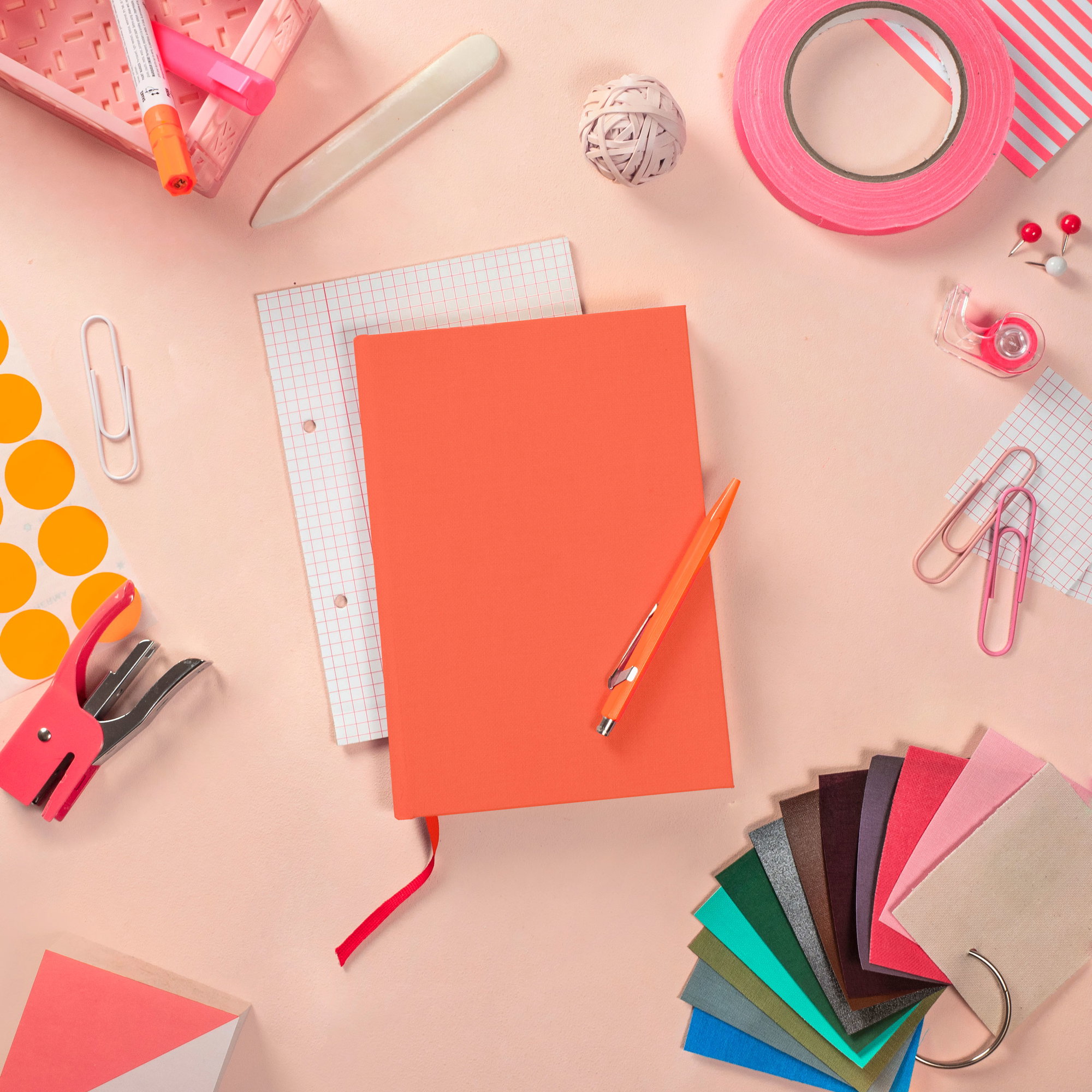 DIY kit de matériel pour carnet de notes - Matérau de couverture Englisch Buckram 520-orange - Utilisation : journal intime, souvenirs de vo... - image-1