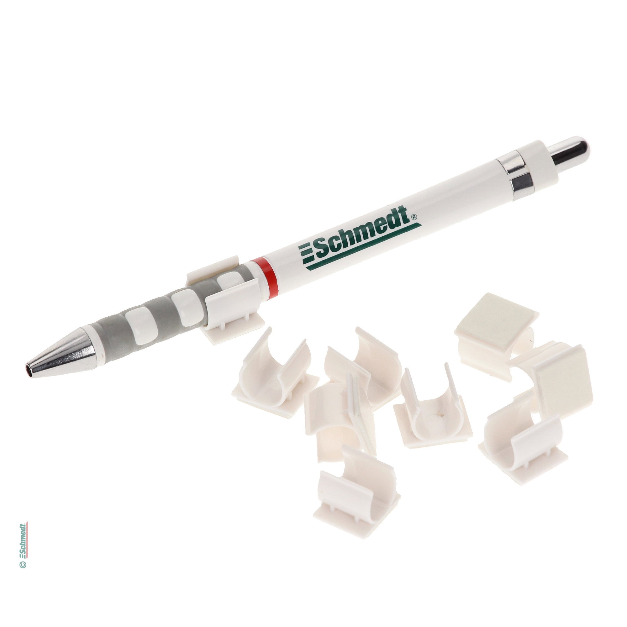 Stift-Befestiger, selbstklebend - Farbe weiß - zum Befestigen von eines Stiftes in Terminplanern, Notizbüchern etc....