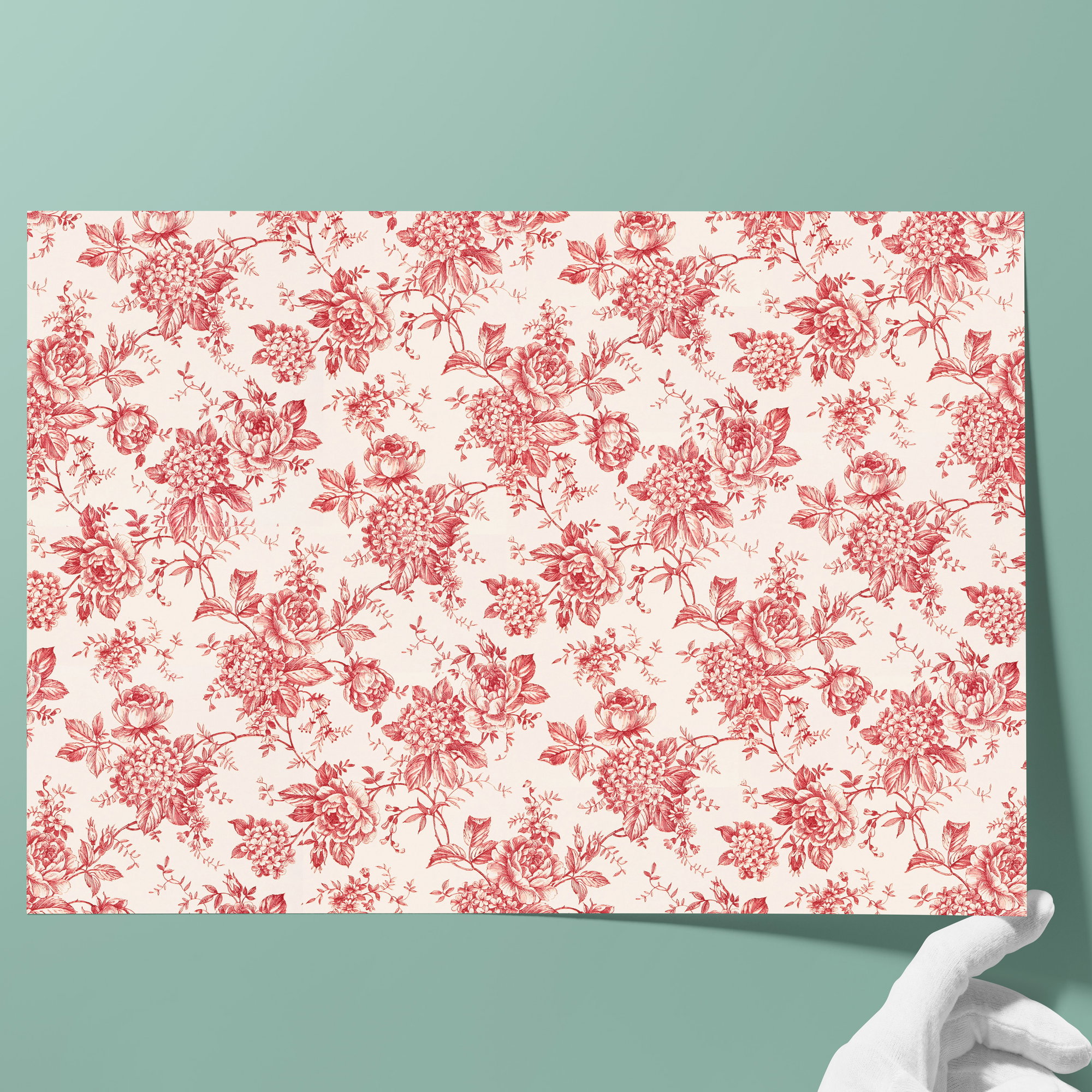 Buntpapier • Flächengewicht: 85 g/m² - Farbe 029 - Rosen & Hortensien - bedrucktes Papier als Bezugspapier für Bücher, Schachteln, Boxen, Ve... - Bild-2