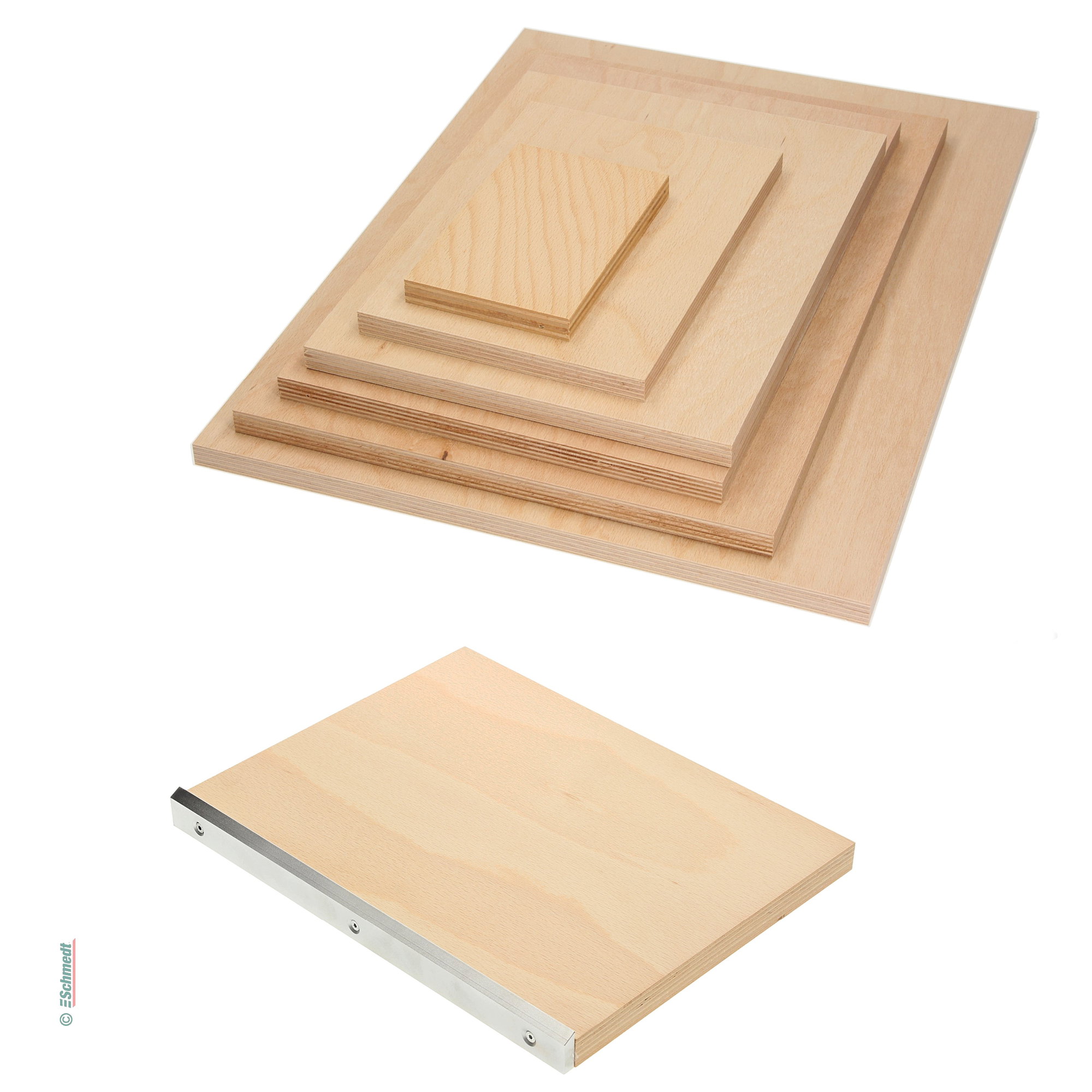 Tabla de madera para prensar - encolada, resistente al agua - para prensar libros en una prensa; con barra para formar el cajo para libros c... - imagen-1