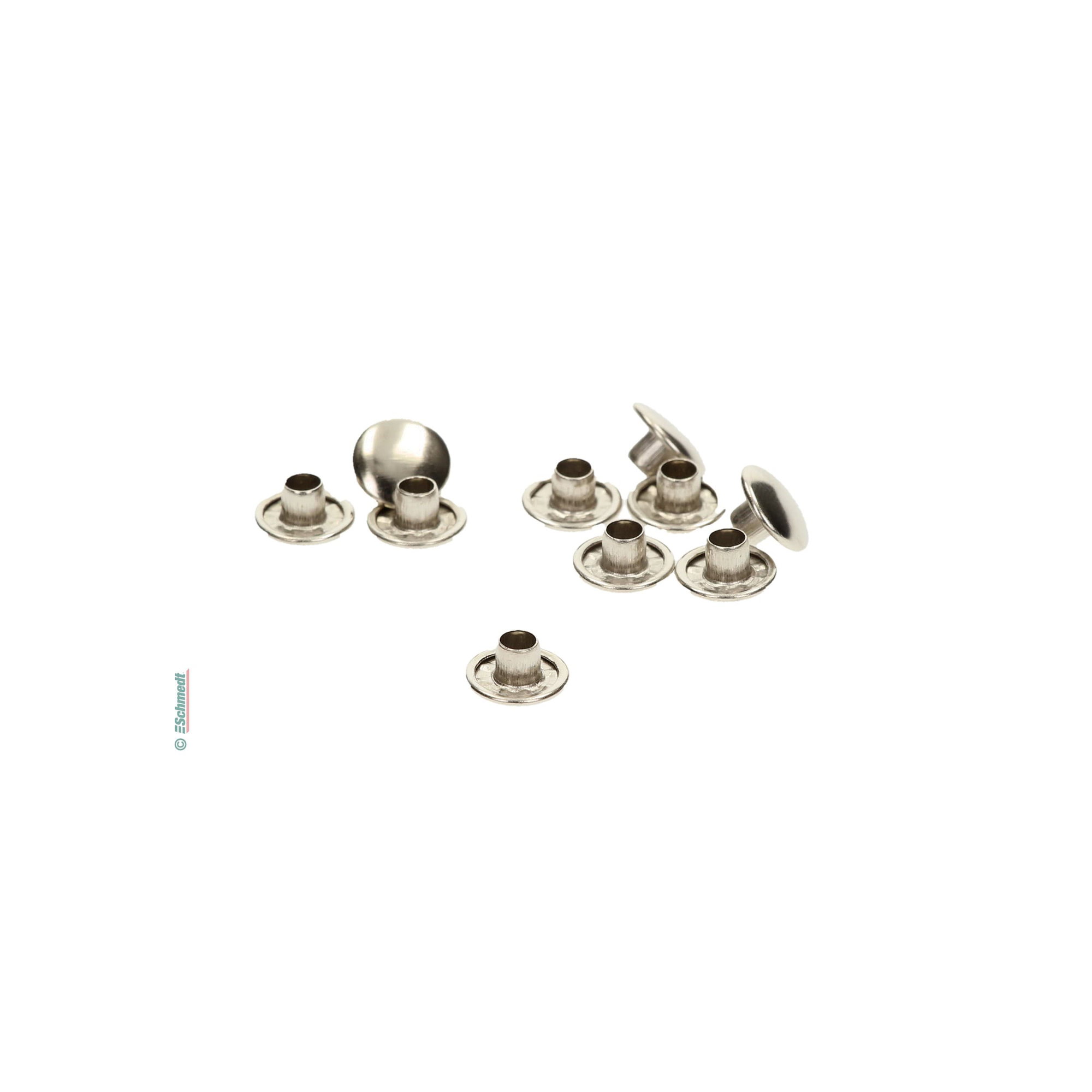 Pièce femelle pour rivets creux doubles - Ø de corps (en mm) 4,0 - Ø de tête (en mm) 9,0 - Application : Les rivets creux sont toujours comp...