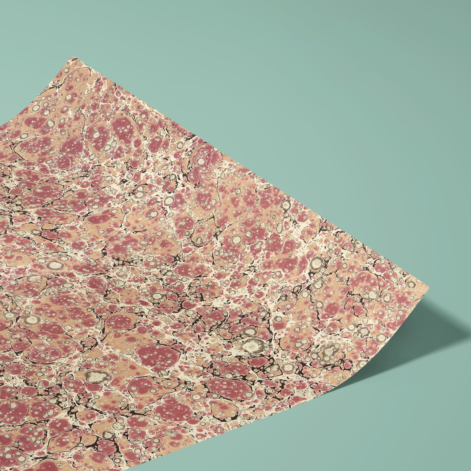 Genuine marbled paper, handmade - Colour 115 - sunspot, multicoloured - Grammage 90 gsm - for book covers, boxes or crafts... - image-2