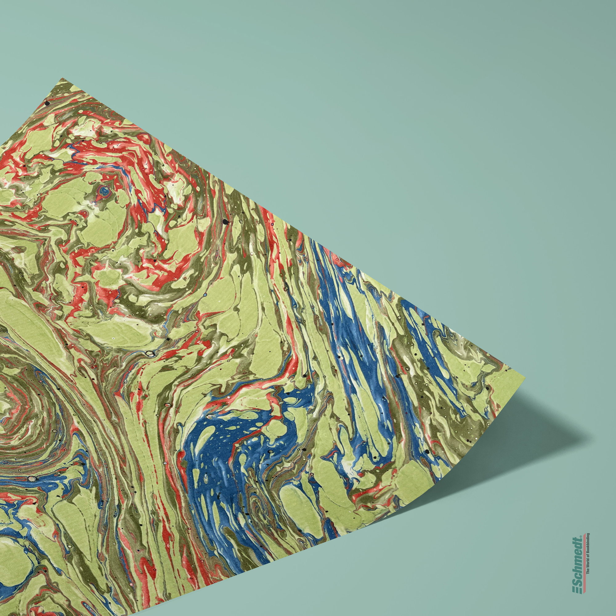 Genuine French marbled paper - Colour 060 - green - Format 65 x 50 cm (SG)... - image-2