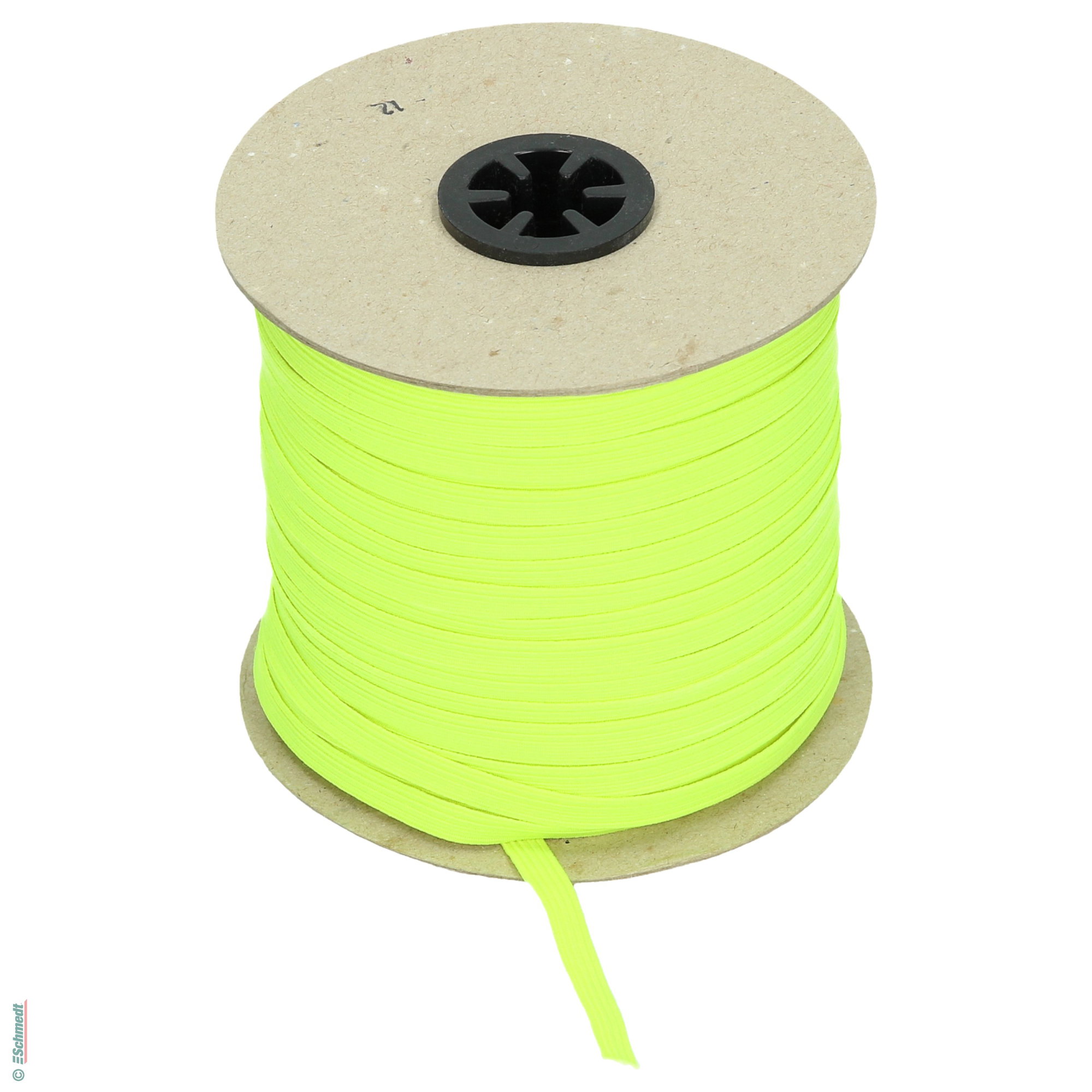 Ruban plat en caoutchouc, élastique • env. 7 mm de large - Couleur 021 - jaune néon - Longueur des rlx (en m) 10 - Peut aussi être équipée d...