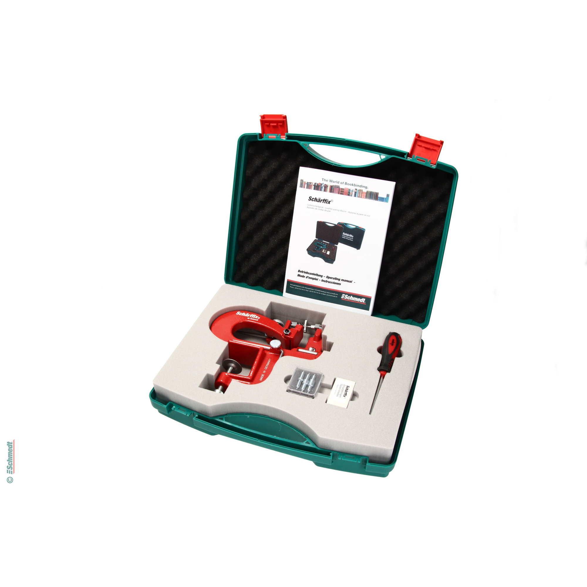 Schärffix® chifladora de cuero - Color rojo - RAL 3000 - Con este dispositivo, el cuero puede ser preparado fácilmente para su posterior pro... - imagen-2