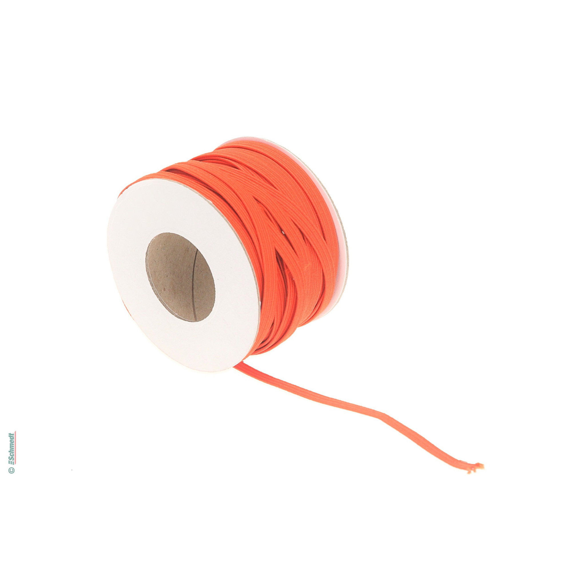 Ruban plat en caoutchouc, élastique • env. 7 mm de large - Couleur 012 - orange - Longueur des rlx (en m) 10 - Peut aussi être équipée de go... - image-1