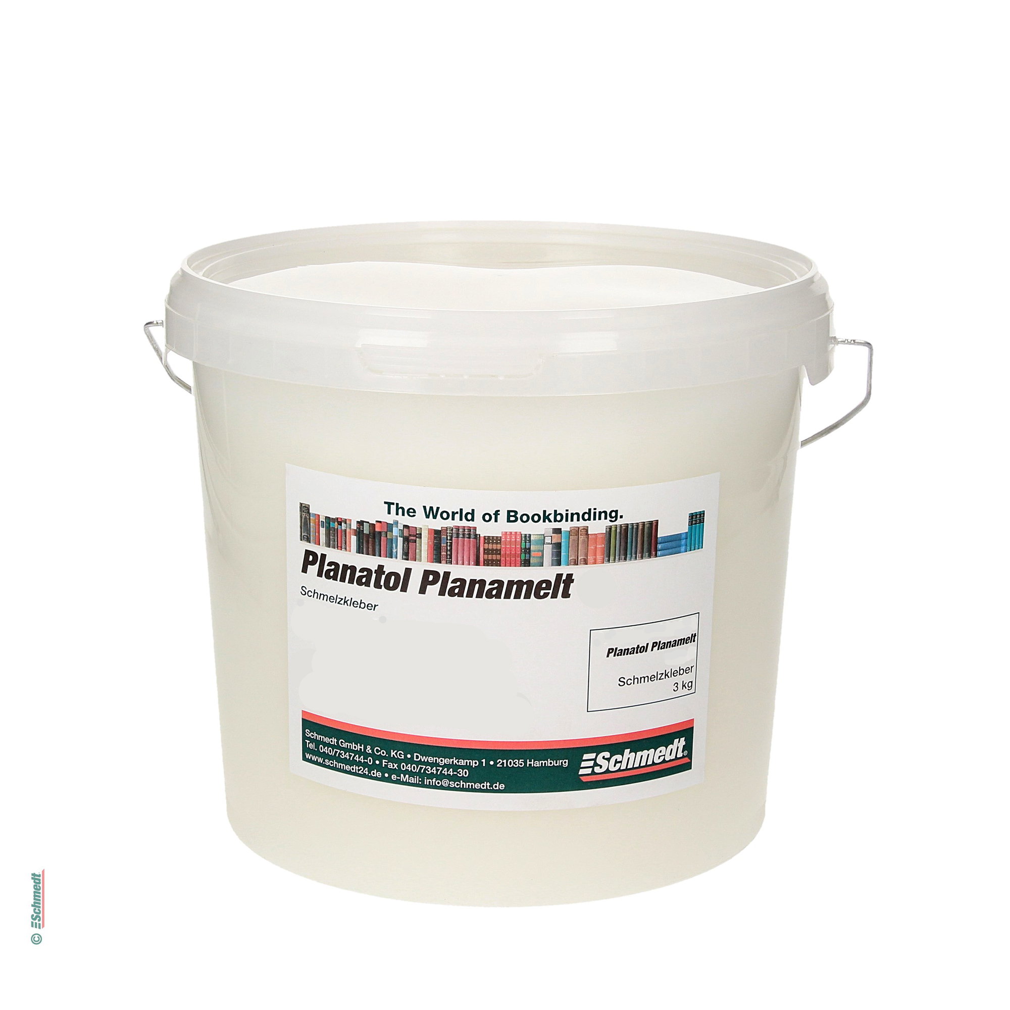Planamelt LT II - cola hotmelt - Contenido Cubo / 3 kg - adecuado para encolado de libros, catálogos y folletos en fanbinders estándar. 
Gr...