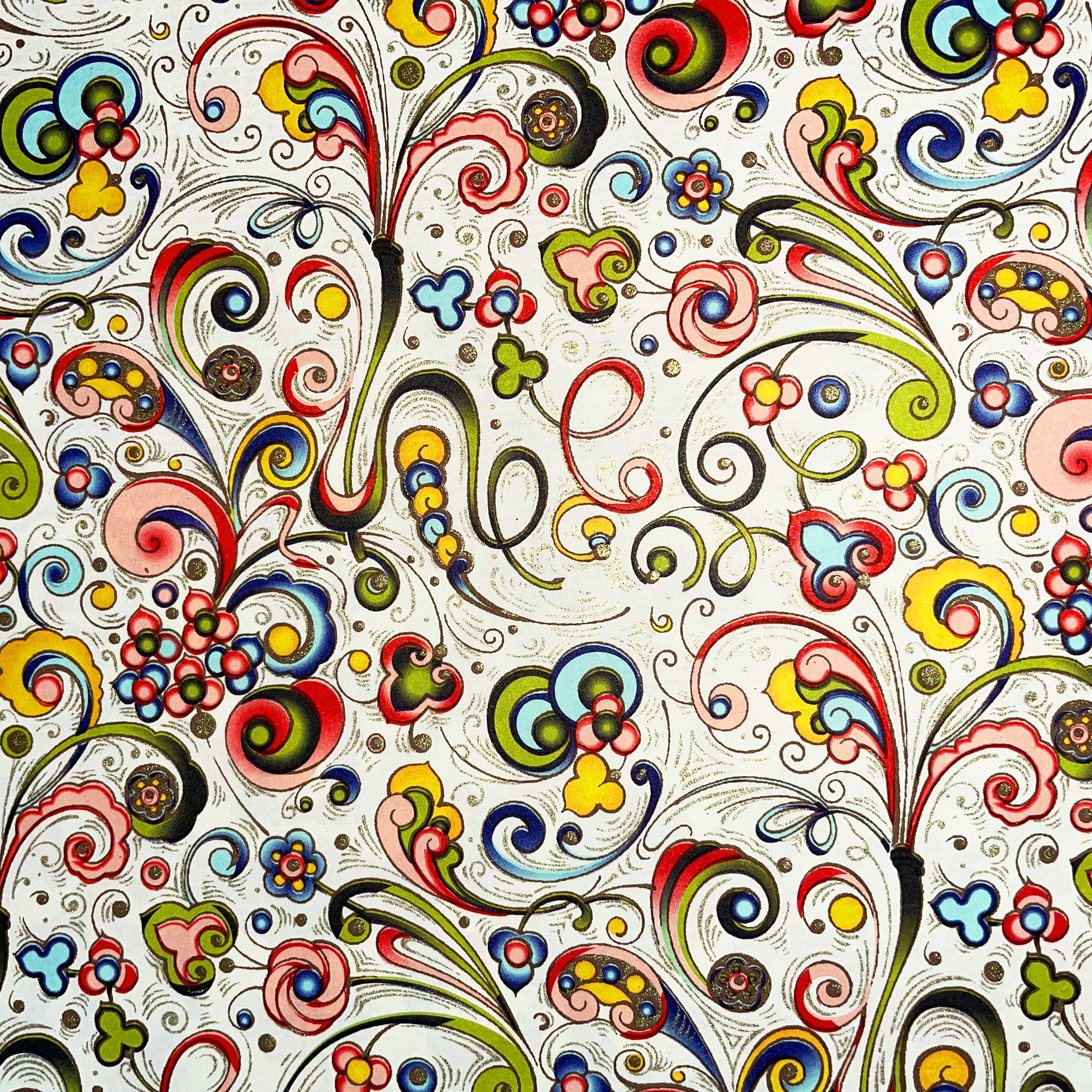 Florentiner-Papier, matt - Farbe 117 - Fantasie-Ornamente (1) - italienisches Buntpapier als Bezugspapier für Bücher, Schachteln und Boxen o... - Bild-1