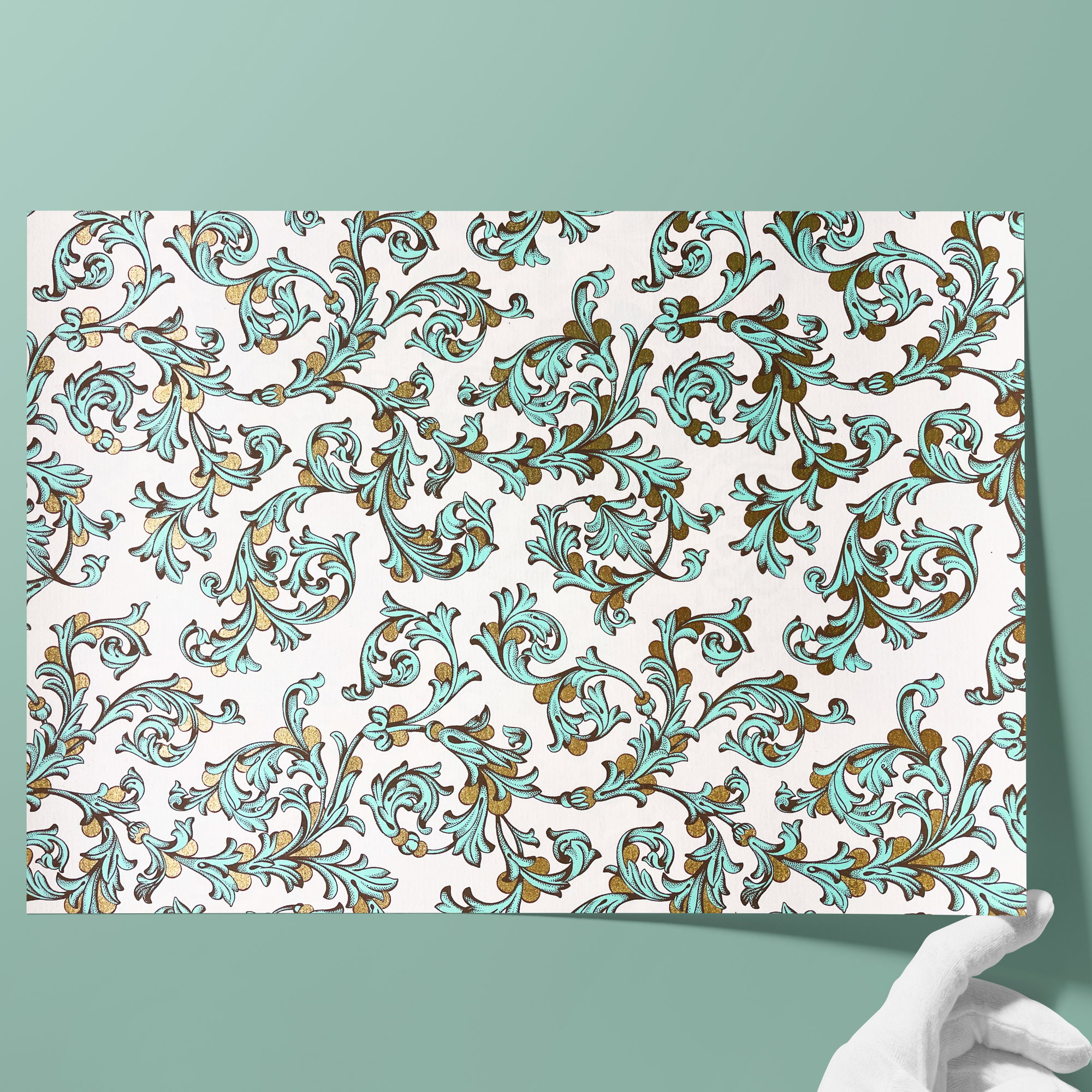 Florentiner-Papier, matt - Farbe 140 - Petit Fleur Nr. 3 - italienisches Buntpapier als Bezugspapier für Bücher, Schachteln und Boxen oder z... - Bild-2