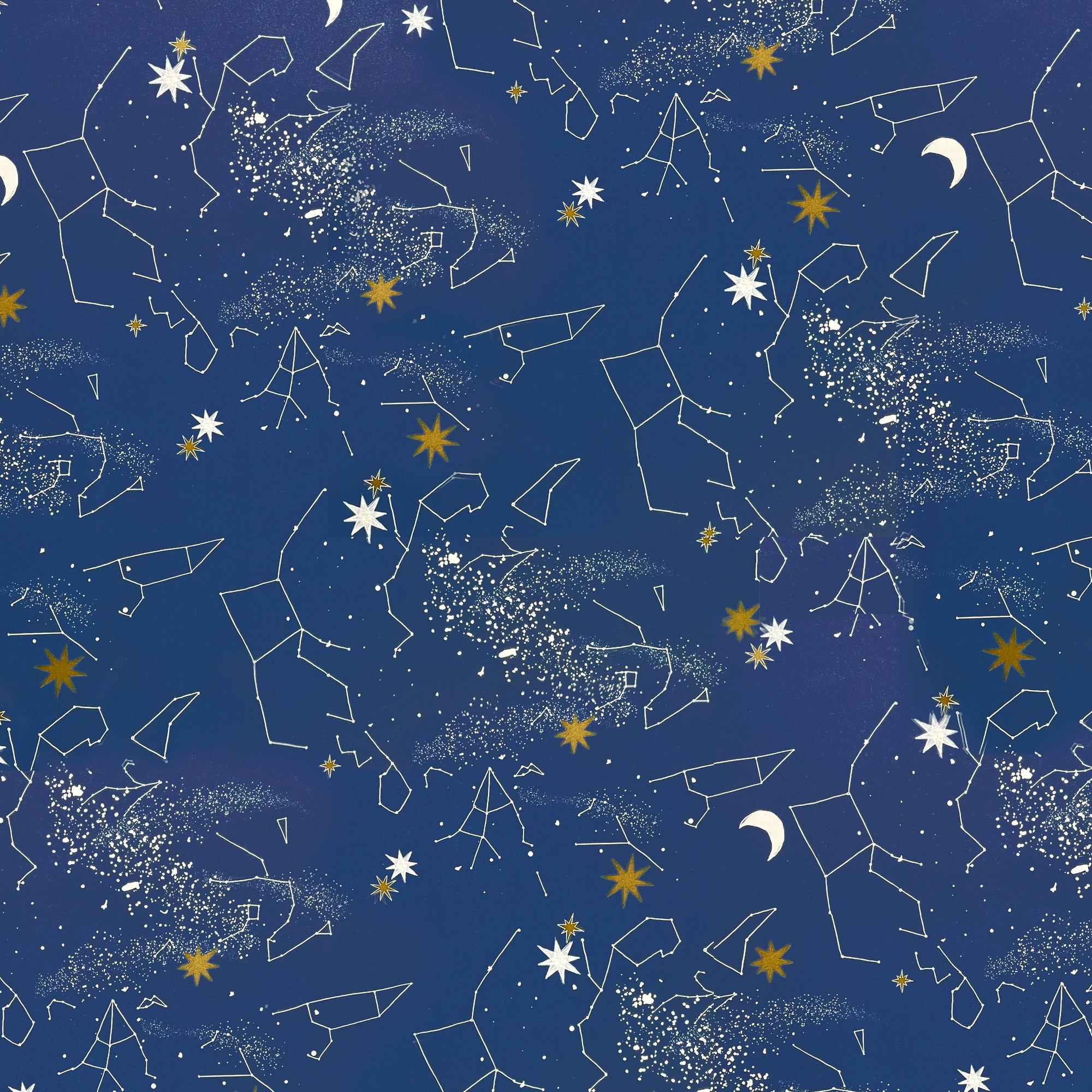 Papel decorado • Gramaje: 85 g/m² - Color 066 - Cielo estrellado - papel impreso, se puede usar como papel cobertor para encuadernaciones de... - imagen-1
