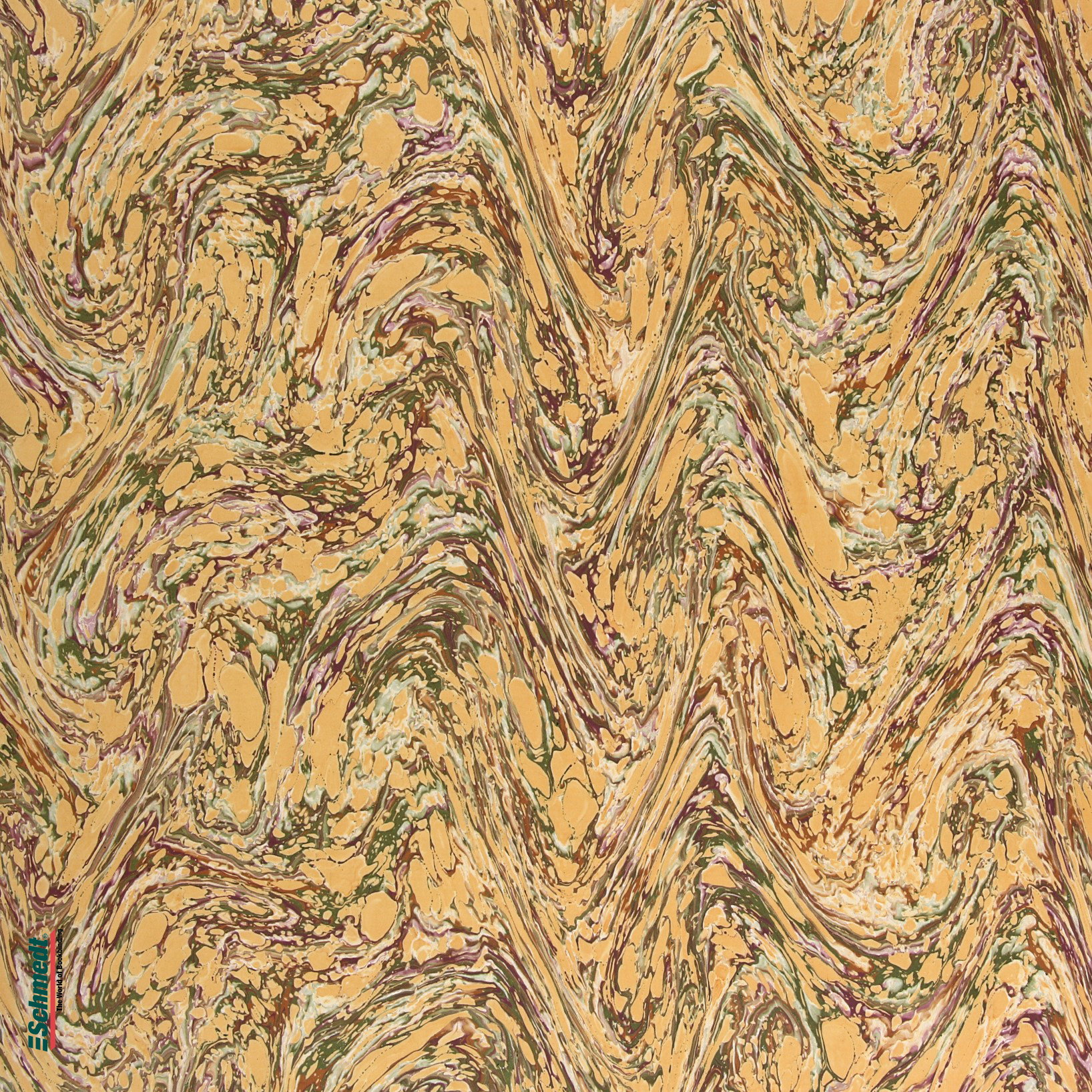 Genuine marbled paper Type "Sun" - Colour 070 - yellow - for book covers, boxes or crafts...