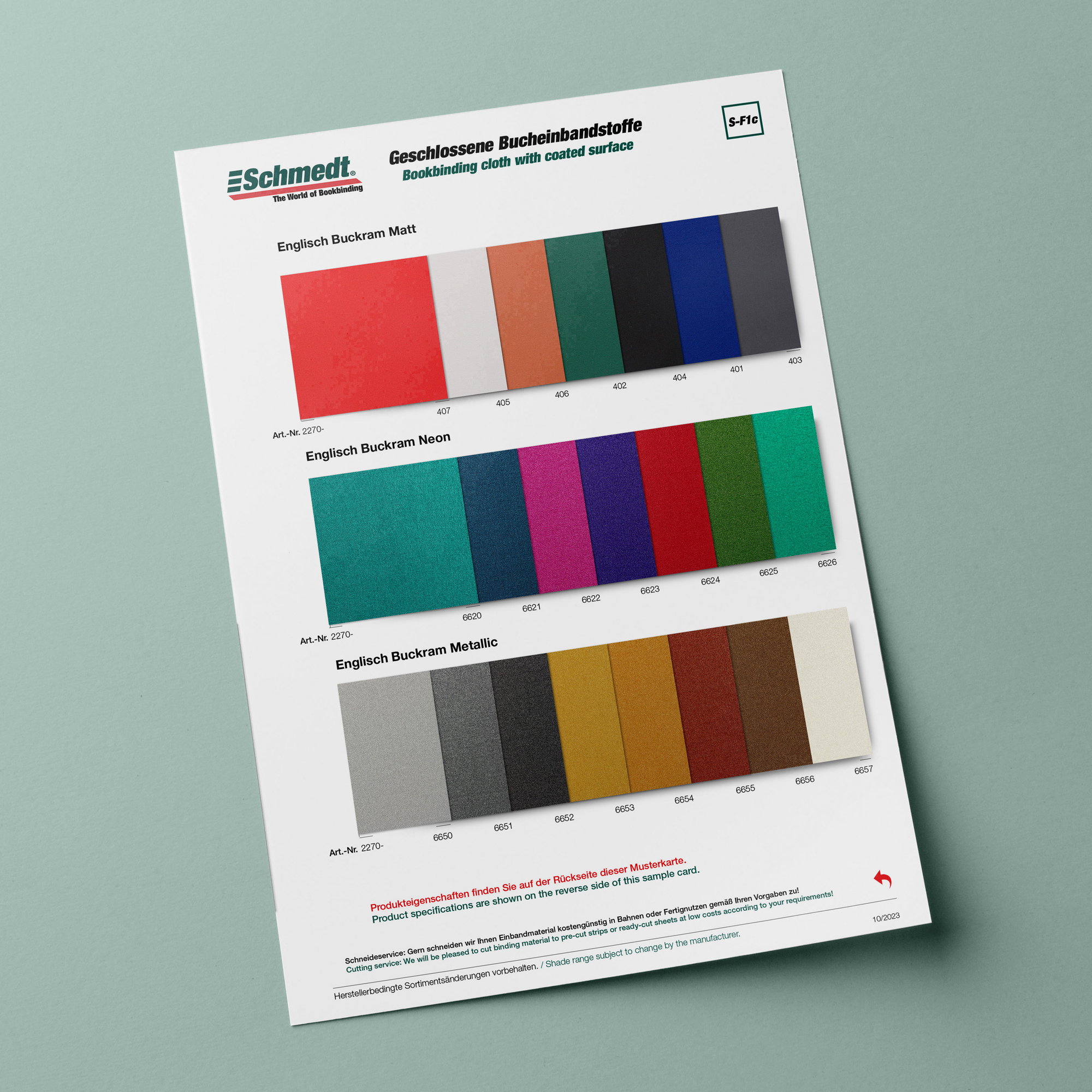 Englisch Buckram Metallic • Buchleinen - mit glänzender Beschichtung - Anwendungen: für Bucheinbände, Speisekarten, Notizbücher, Ordner etc.... - Bild-2