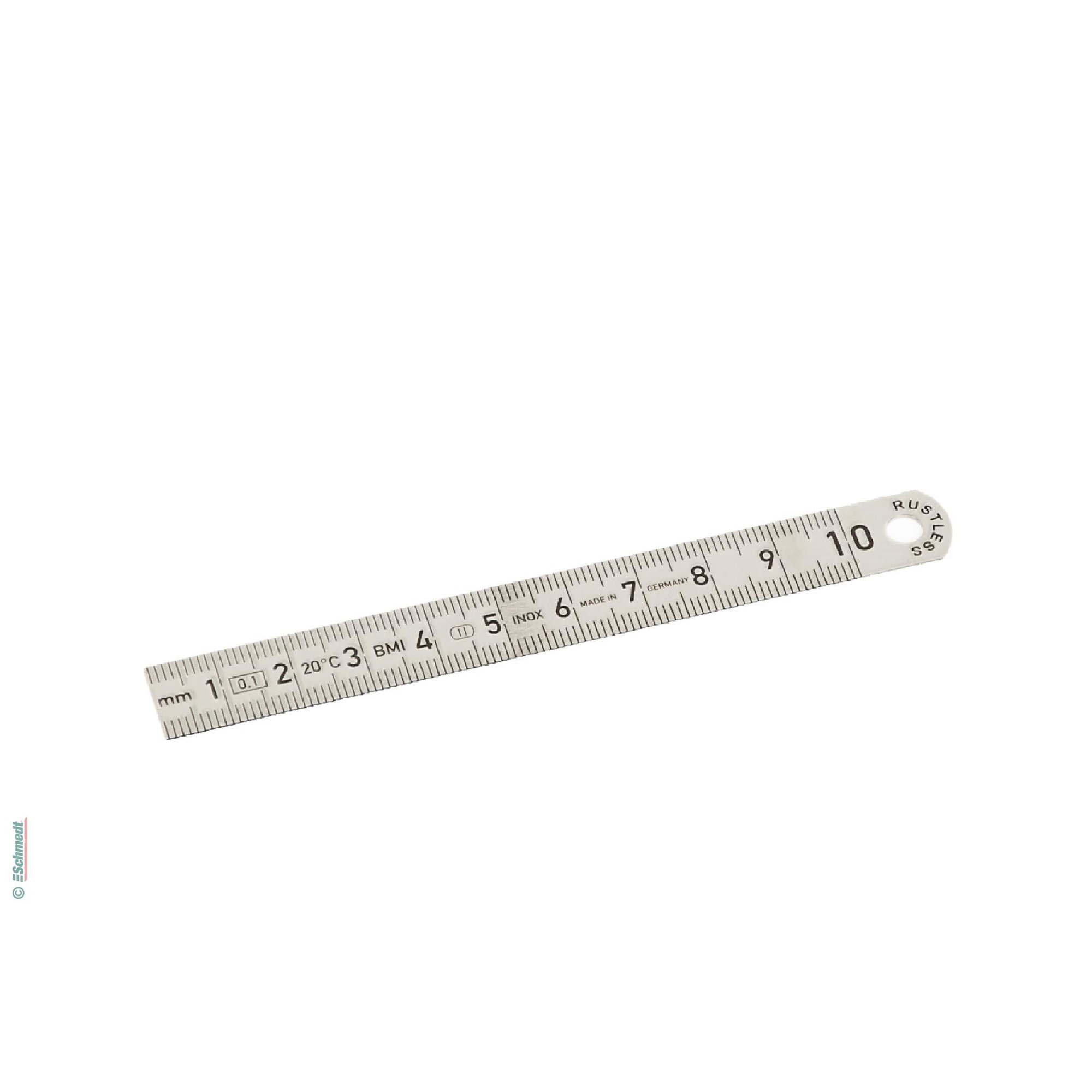 Règle, inox, flexible - Dimensions 100 x 13 mm - Application : pour mesurer la longueur et tracer des lignes droites...