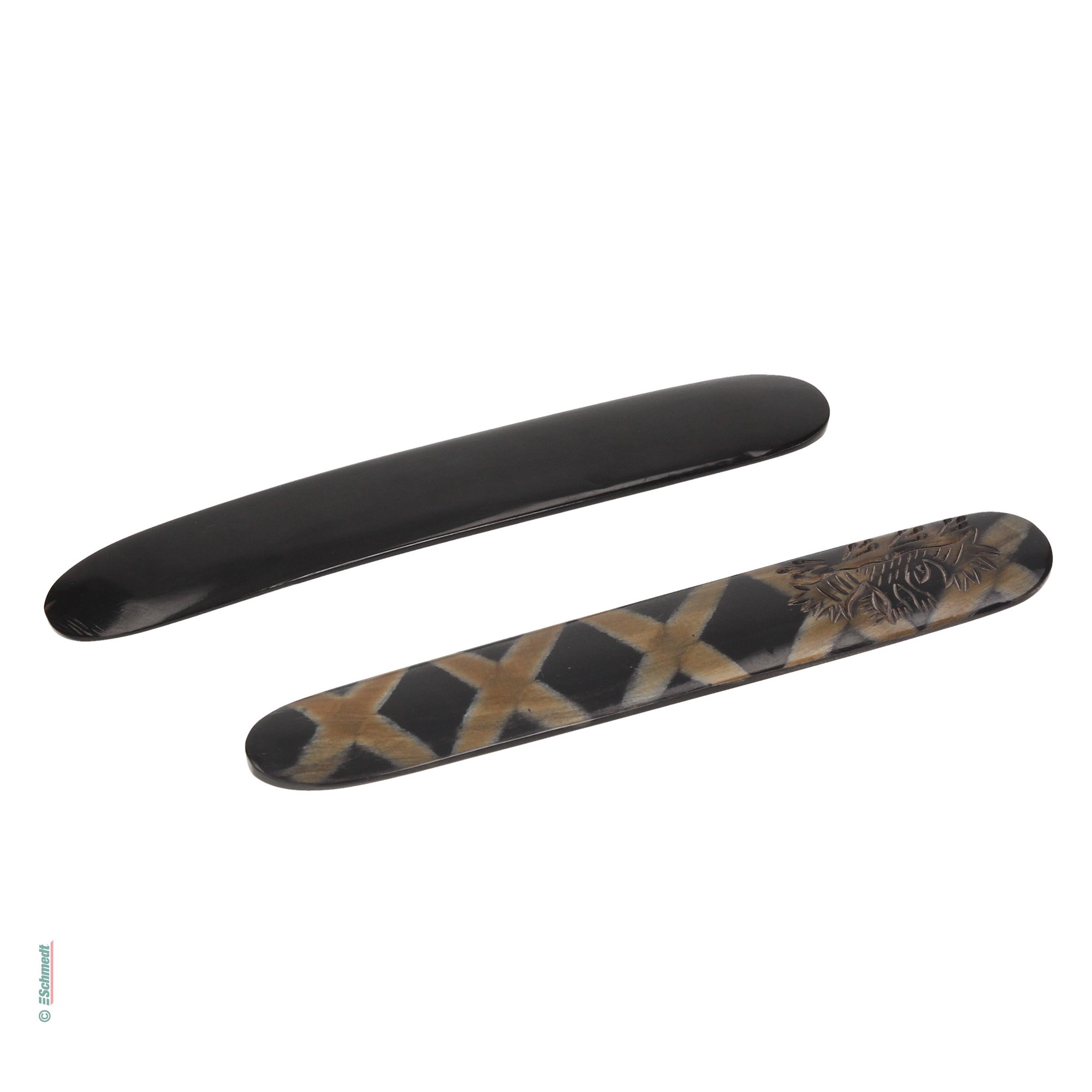 Bonefolder, rounded, with ornaments - Design 4 - black, grasses - essential tool for bookbinders and conservators for making strong sharp cr... - image-2